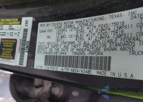 2012 Toyota Tacoma Prerunner from USA, damaged, VIN 5TFJX4GN5CX013444